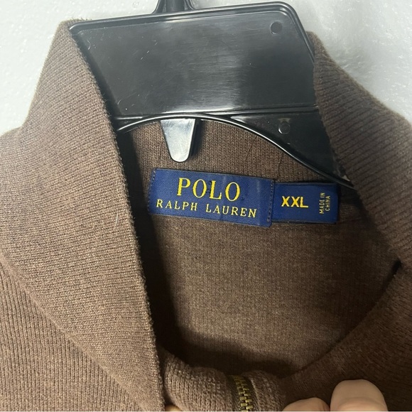 Polo Ralph Lauren 1/4 Zip Pullover Long Sweater Men XXL Brown Pony Logo Casual - Picture 7 of 9